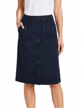 Ports International Classic Button-Front Navy Skirt